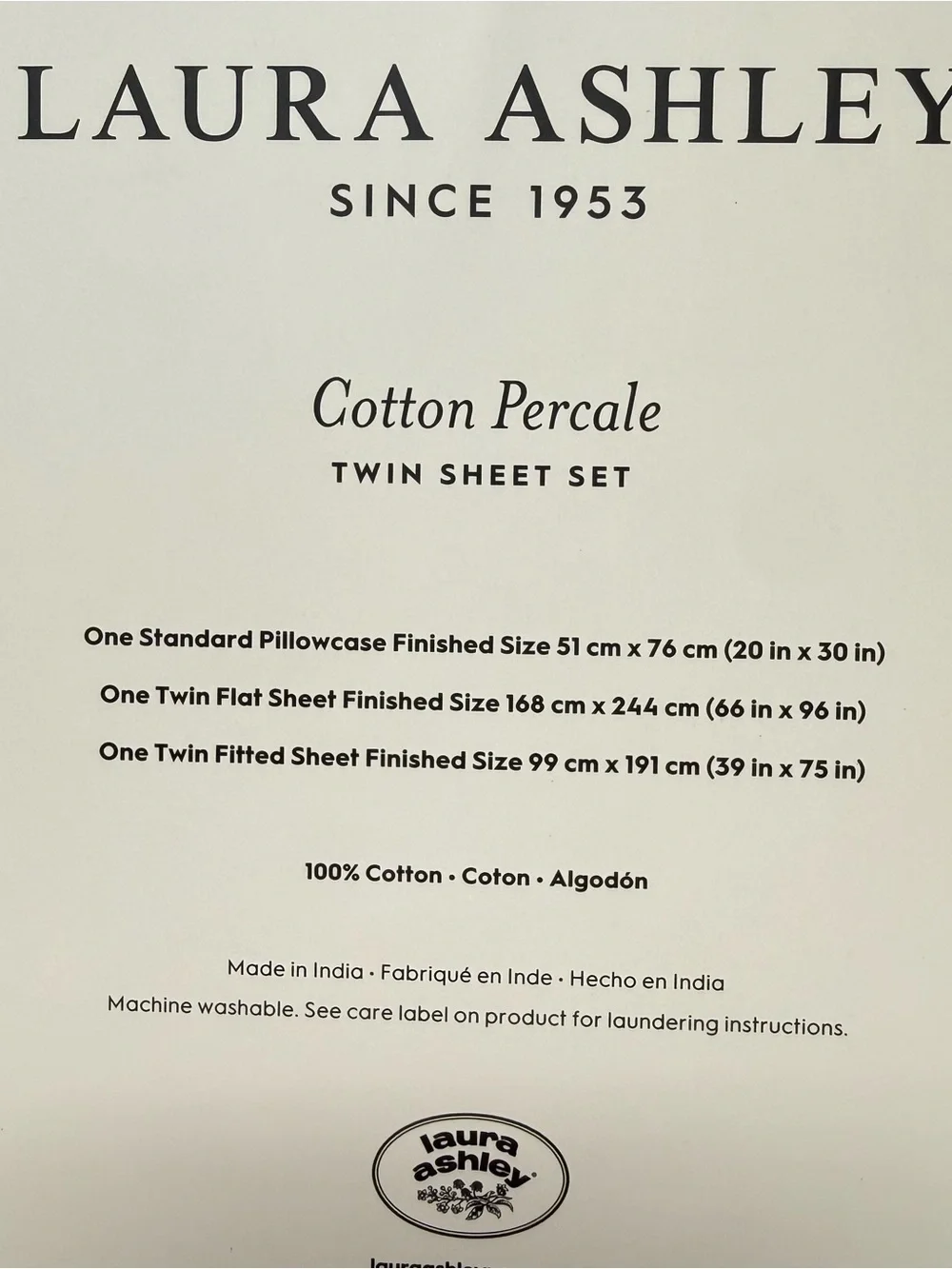 Laura Ashley Twin Size Sheet set Christmas Trees Bows Cotton Percale New
